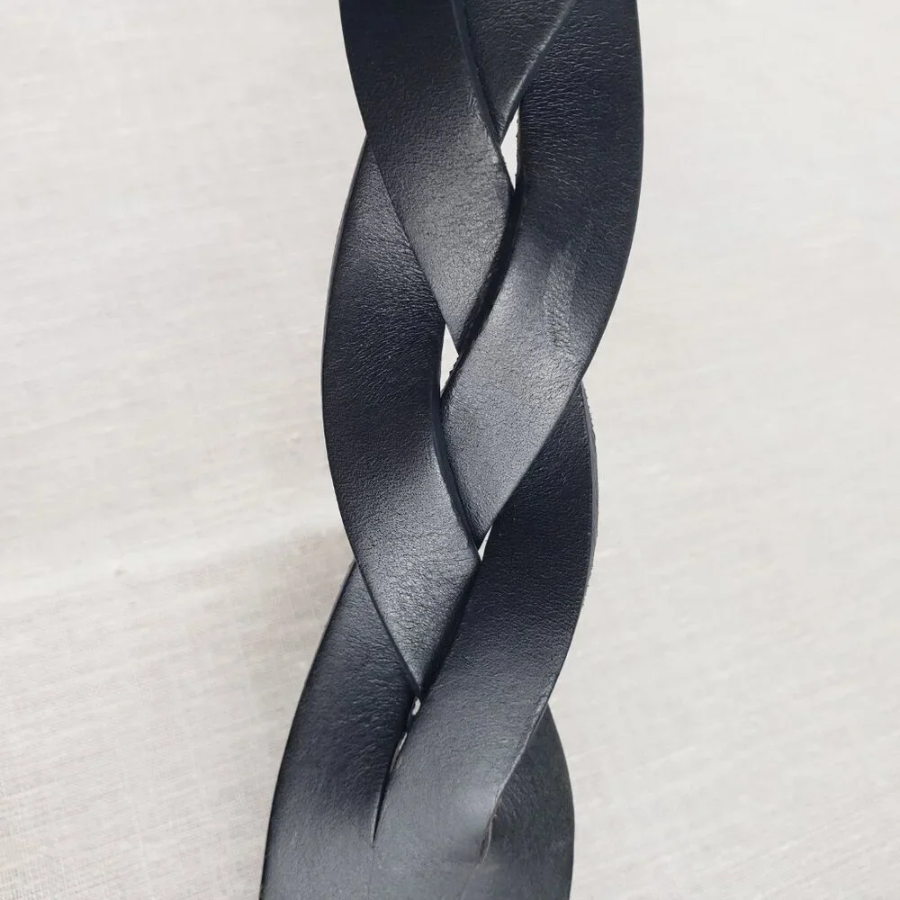 Coach Braided Belt Black Leather 1.5